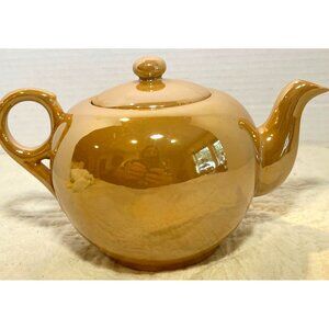 Vintage Ceramic Mustard Yellow  Lusterware Teapot with Lid Made in Japan